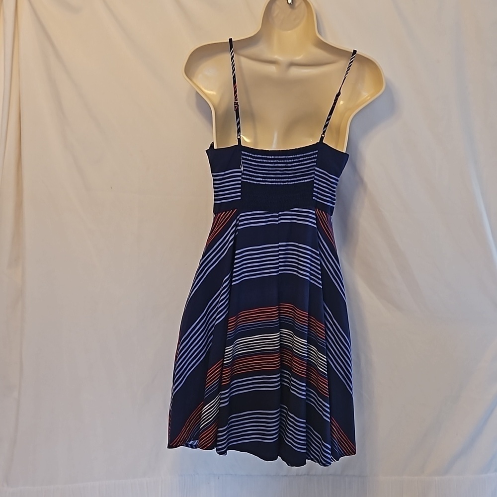 Old Navy patriotic mini dress petite blue scrunch Bach geometric design stripes - Picture 9 of 17